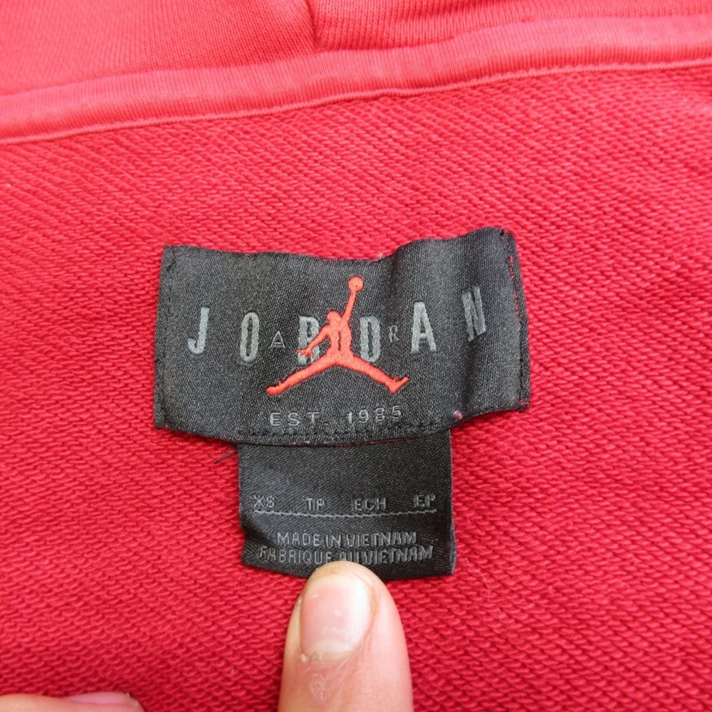 Nike Jordan Jacket Kids XS‎ Red Full Zip Hooded Pockets Athletic Jumpman VTG